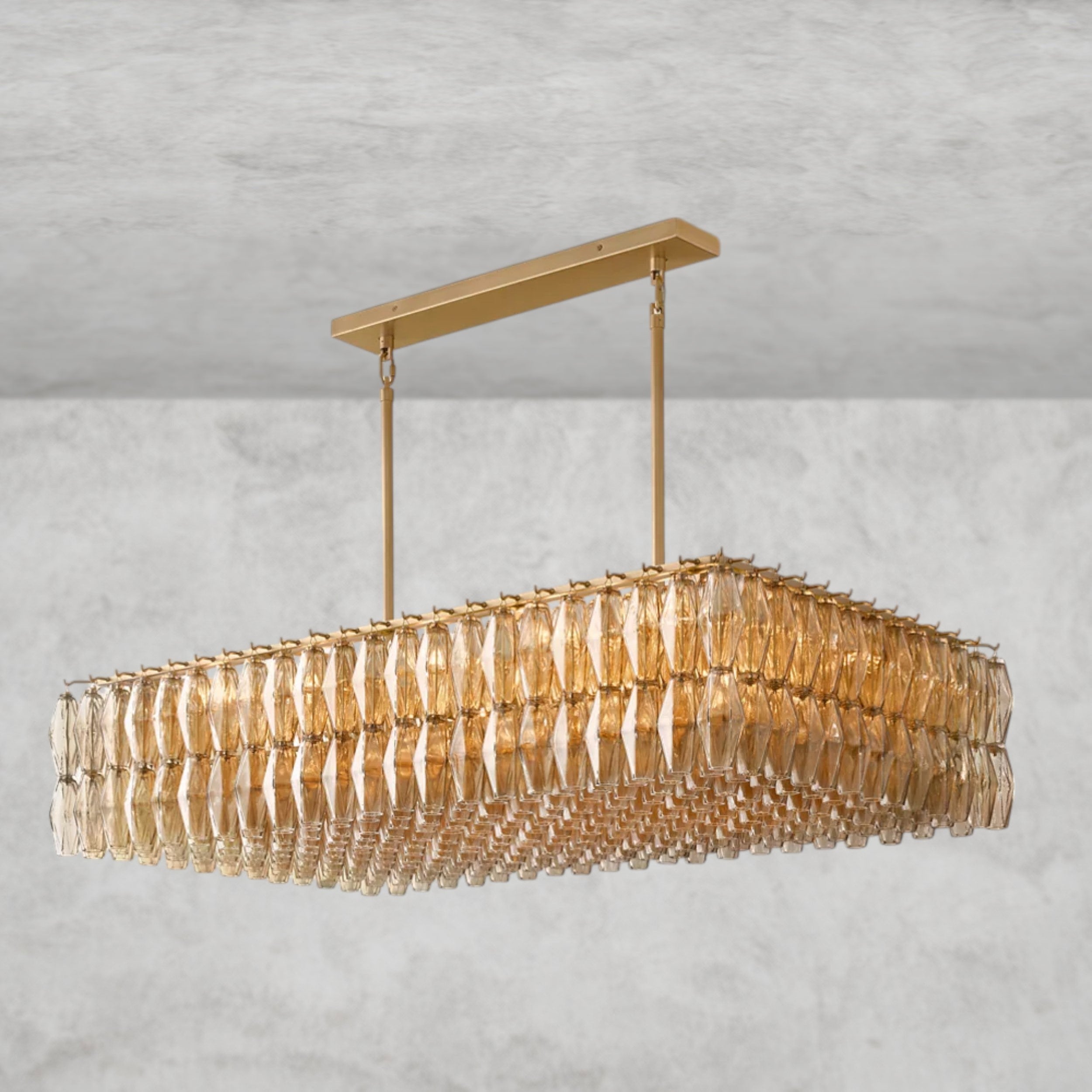 CHIARA CLEAR/ SMOKE GLASS RECTANGULAR CHANDELIER 54", 74"